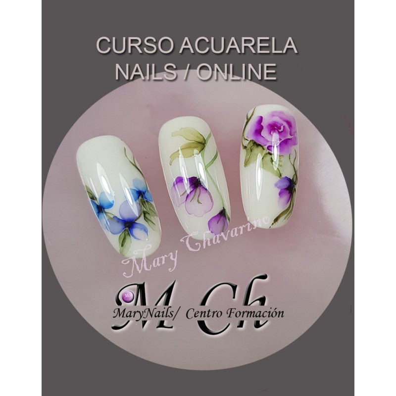 Oclusión George Bernard Penélope Curso online acuarela nail art uñas, técnica de la acuarela sobre uñas