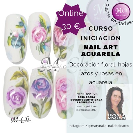 Curso ONLINE acuarela Nail Art uñas